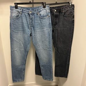 2 pairs of Zara jeans denim pants black and blue size 34